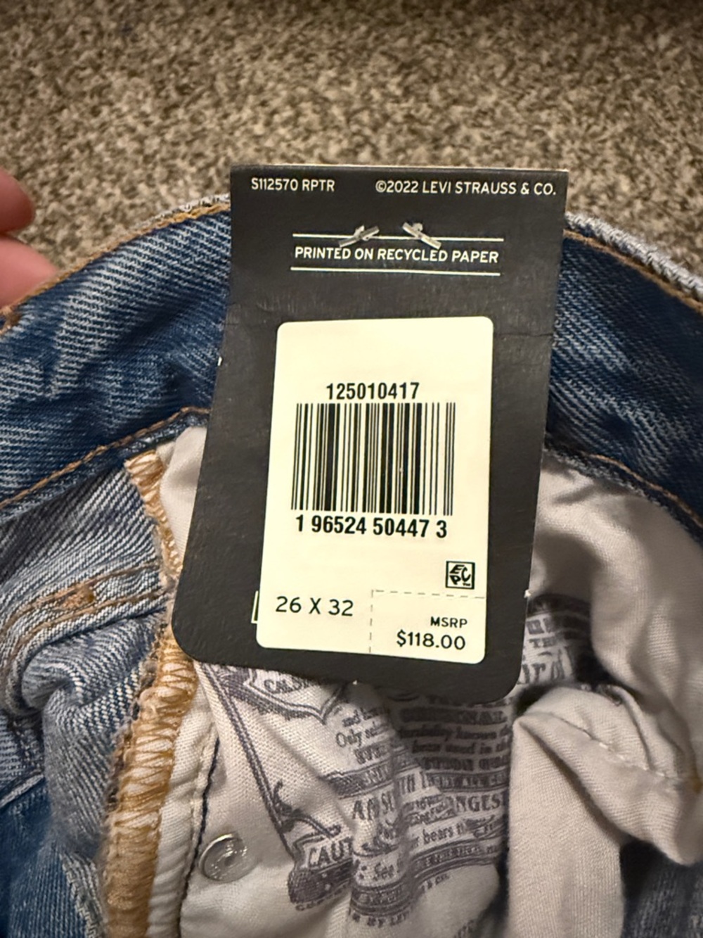 Levi's 501 Straight Leg Ripped Jeans - 26 x 32 - Picture 5 of 5